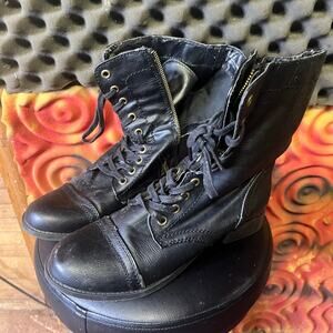 Women’s Rampage Black Lace up Side Zipper Boots 7.5